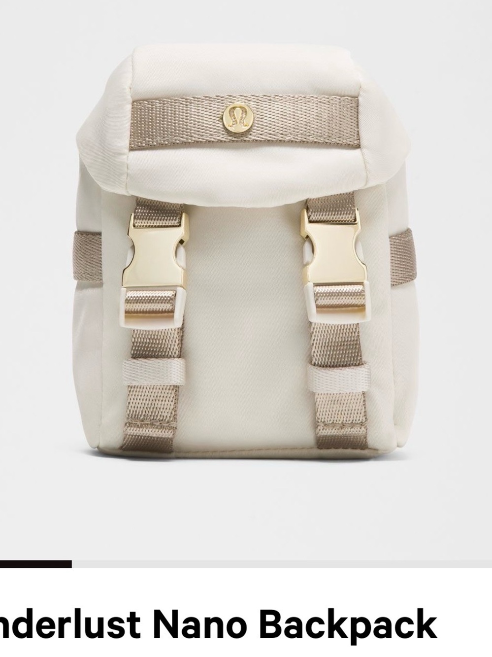 Wanderlust Light Ivory Mini Backpack with Khaki Trim